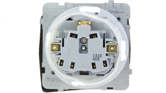 AS Gniazdo bryzgoszczelne z/u IP44 klapka przezroczysta białe GPH-1GZ/m/00/d