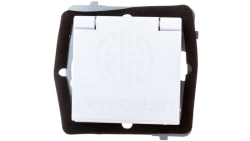 SONATA Gniazdo bryzgoszczelne z/u IP44 klapka biała GPH-1RZ/m/00/w