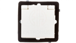 SONATA Gniazdo bryzgoszczelne z/u IP44 klapka ecru GPH-1RZ/m/27/w