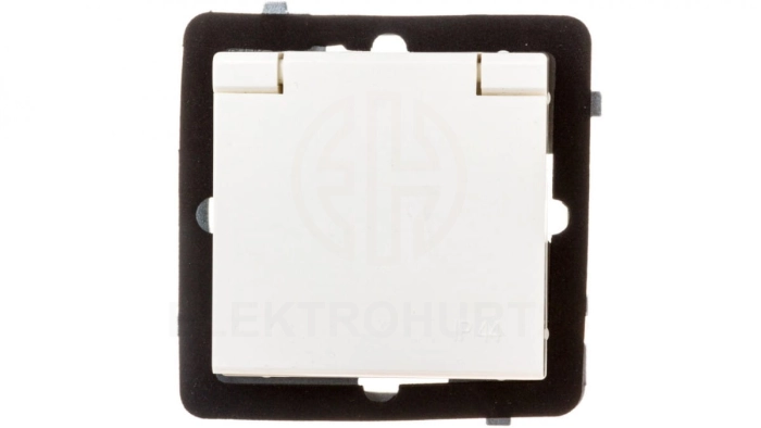 SONATA Gniazdo bryzgoszczelne z/u IP44 klapka ecru GPH-1RZ/m/27/w
