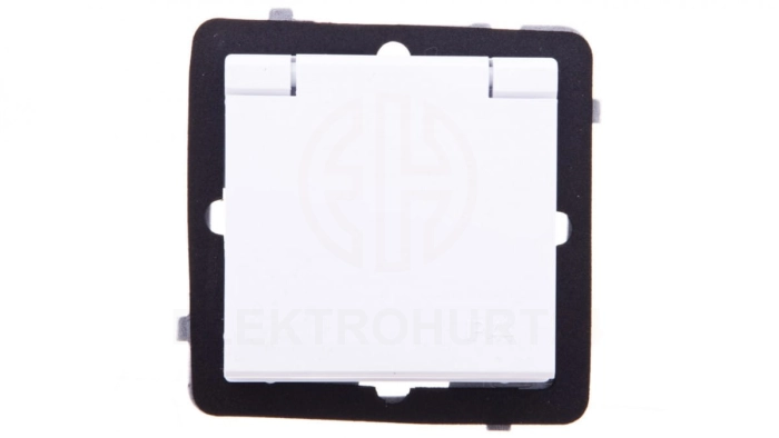 SONATA Gniazdo bryzgoszczelne z/u IP44 z przesłonami klapka biała GPH-1RZP/m/00/w