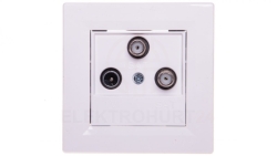 Gniazdo antenowe Asfora TV-SAT-SAT końcowe 1dB białe z ramką EPH3600121