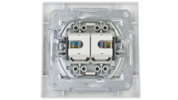 Gniazdo komputerowe Asfora podwójne 2xRJ45 kat.5e białe z ramką EPH4400121