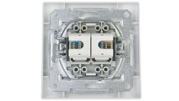ASFORA Gniazdo komputerowe podwójne 2xRJ45 kat.5e białe EPH4400121
