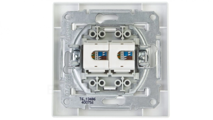 ASFORA Gniazdo komputerowe podwójne 2xRJ45 kat.6 białe EPH4800121