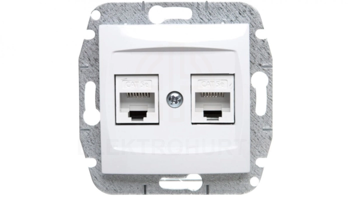 CARLA Gniazdo komputerowe podwójne 2xRJ45 cat 5e białe 1749-10