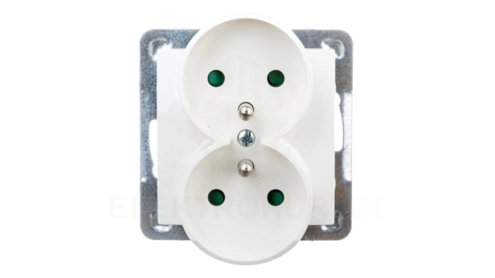 IMPRESJA Gniazdo podwójne z/u z przesłonami ecru GP-2YRZP/m/27