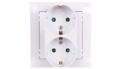 IMPRESJA Gniazdo podwójne z/u Schuko z przesłonami białe GP-2YSP/00