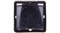 IMPRESJA Gniazdo bryzgoszczelne z/u IP44 z przesłonami klapka przezroczysta srebrne GPH-1YZP/m/18/d