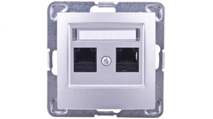 IMPRESJA Gniazdo komputerowe podwójne RJ45 kat.5e MMC srebrne GPK-2Y/K/m/18
