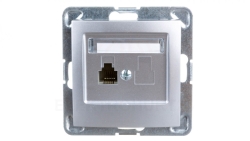 IMPRESJA Gniazdo telefoniczne pojedyncze RJ11 srebrne GPT-1Y/m/18