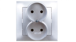 IMPRESJA Gniazdo podwójne b/u srebro GP-2Y/18