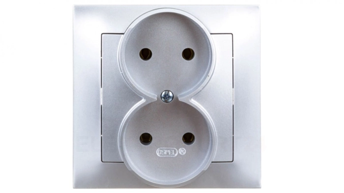 IMPRESJA Gniazdo podwójne b/u srebro GP-2Y/18