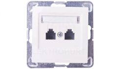 IMPRESJA Gniazdo telefoniczne podwójne RJ11 równoległe ecru GPT-2YR/m/27