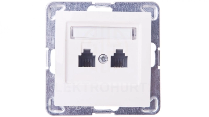 IMPRESJA Gniazdo telefoniczne podwójne RJ11 równoległe ecru GPT-2YR/m/27