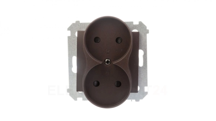Simon 54 Gniazdo podwójne b/u 16A IP20 z przesłoną torów brąz mat DG2MZ.01/46