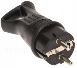 Wtyczka gumowa ORNO ORAE1369 przenosna z uchem IP44 16A 2P Z czarna 230V