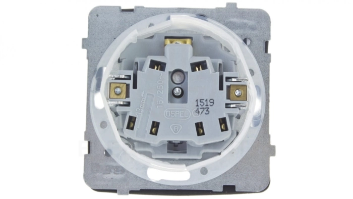 KARO Gniazdo bryzgoszczelne z/u IP44 klapka biała GPH-1SZ/m/00/w