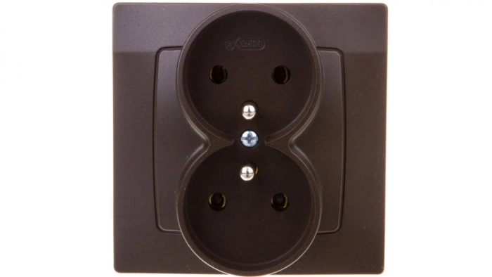 KARO Gniazdo podwójne z/u czekoladowy metalik GP-2SZ/40