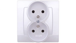 KARO Gniazdo podwójne z/u srebrny perłowy GP-2SZ/43