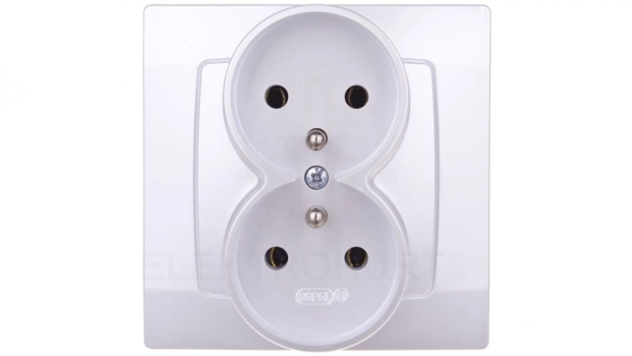 KARO Gniazdo podwójne z/u srebrny perłowy GP-2SZ/43