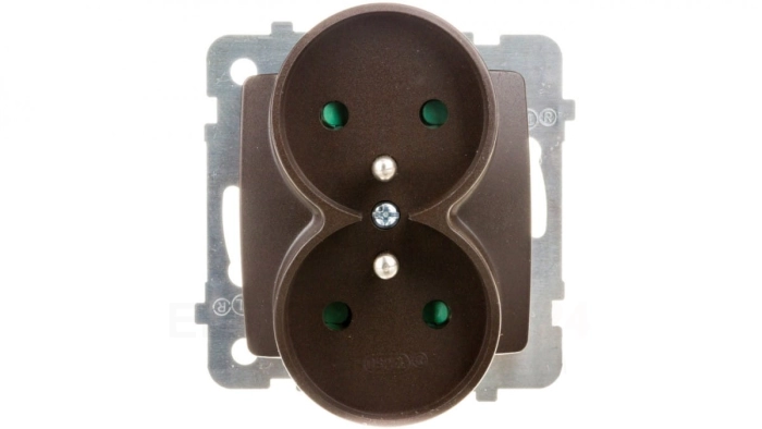 KARO Gniazdo podwójne z/u z przesłonami czekoladowy metalik GP-2SRZP/m/40