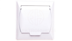 AKCENT Gniazdo bryzgoszczelne z/u IP44 klapka biała GPH-1AZ/00/w