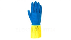 Rękawice gospodarcze z lateksu, flokowane, długość 30 Cm, Gr. 0,60 Mm niebiesko-żółte rozmiar 8,5 VE330BJ08