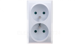 BIS Gniazdo natynkowe podwójne z/u z przesłonami białe GN-2BZP/00