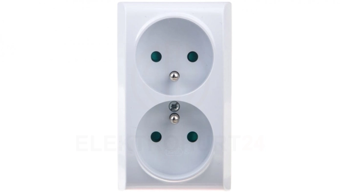 BIS Gniazdo podwójne z/u z przesłonami białe GN-2BZP/00