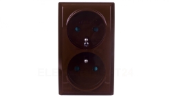 BIS Gniazdo natynkowe podwójne z/u z przesłonami brązowe GN-2BZP/24