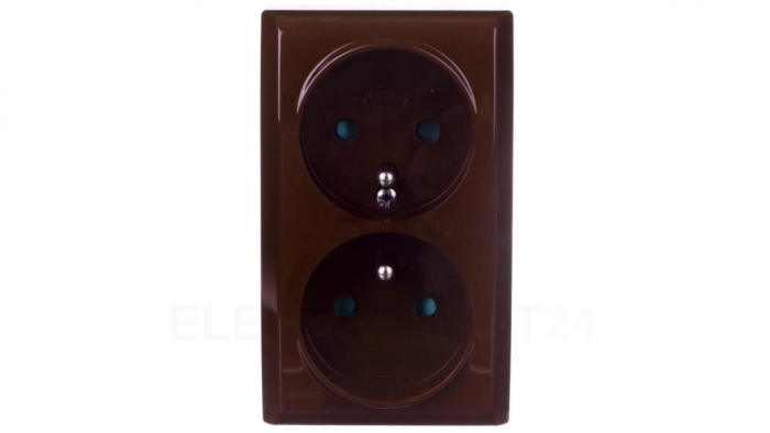 BIS Gniazdo podwójne z/u z przesłonami brązowe GN-2BZP/24