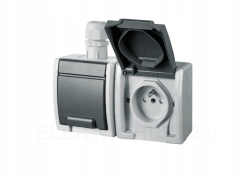 Aquant gniazdo hermetyczne podwójne natynkowe  IP65