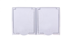 FALA Gniazdo hermetyczne podwójne z/u IP44 z przesłonami klapka biała GNH-2HZP/00/w