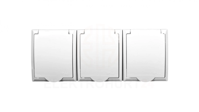 FALA Gniazdo hermetyczne potrójne z/u IP44 klapka biała GNH-3HZ/00/w