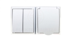 FALA Łącznik hermetyczny świecznikowy + gniazdo z/u z klapką biały ZH-Ł2G/00/w