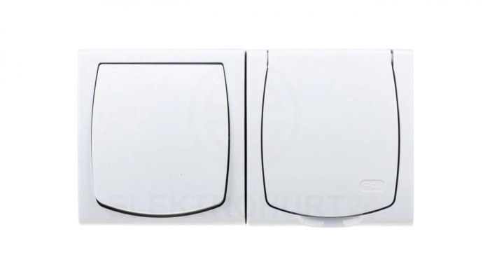 MADERA Łącznik hermetyczny pojedynczy + gniazdo hermetyczne pojedyncze z/u z klapką biały ZH-NŁ1G/00/w