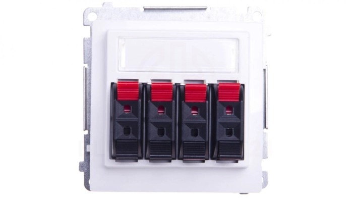 Simon Basic Gniazdo głośnikowe poczwórne z polem opisowym białe BMGL34.01/11