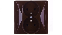 AKCENT Gniazdo podwójne z/u brązowe GP-2AZ/24