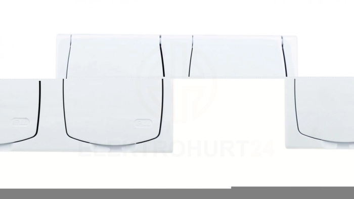 MADERA Gniazdo hermetyczne podwójne z/u IP44 klapka biała GNH-2NZ/00/w