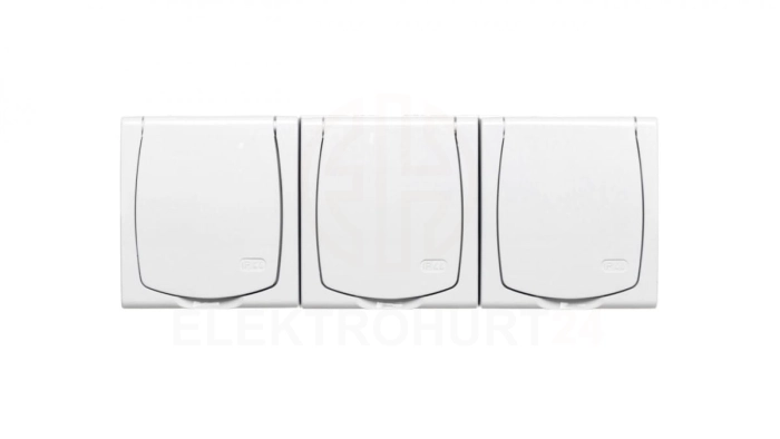 MADERA Gniazdo hermetyczne potrójne z/u IP44 klapka biała GNH-3NZ/00/w