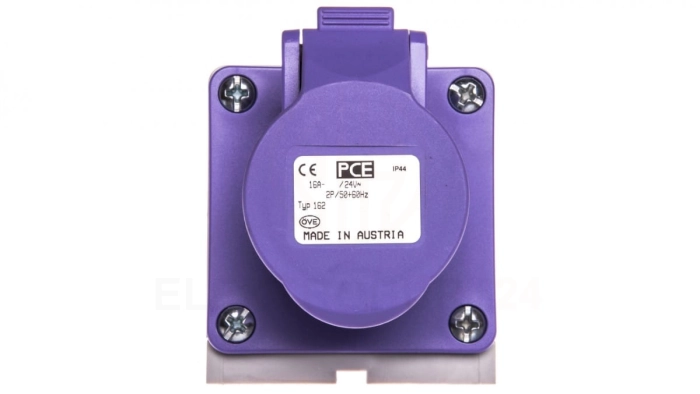 Gniazdo stałe 16A 2P 24V fioletowe IP44 TWIST 162v