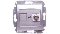 CARLA Gniazdo antenowe TV typ F-F b/R srebrne 1786-16