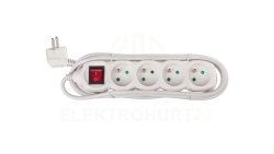 Przedłużacz z wyłącznikiem 4-gniazda z/u 3m /H05VV-F 3G1/ biały P1413