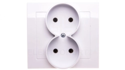KIER Gniazdo podwójne b/u białe GP-2W/00