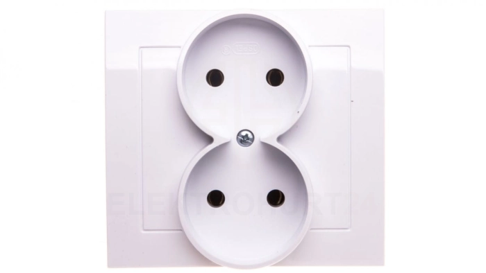 KIER Gniazdo podwójne b/u białe GP-2W/00
