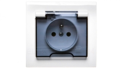 KIER Gniazdo bryzgoszczelne z/u IP44 klapka przezroczysta białe GPH-1WZ/00/d