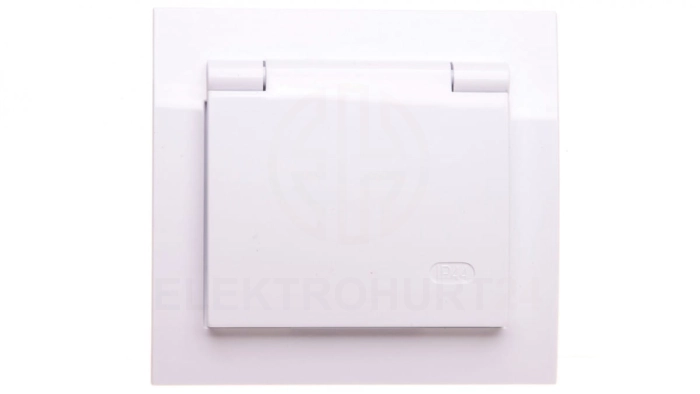 KIER Gniazdo bryzgoszczelne z/u IP44 klapka przezroczysta białe GPH-1WZ/00/w