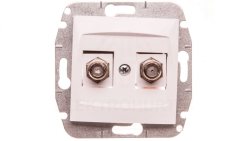 CARLA Gniazdo antenowe podwójne TV typ F-F bez ramki białe 1787-10