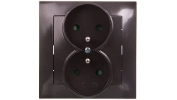 IMPRESJA Gniazdo podwójne z/u z przesłonami antracyt GP-2YZP/50